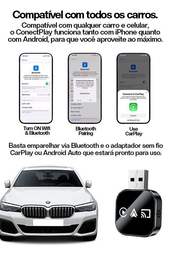 🔥Pré Black Friday - 50% OFF🔥 Conect Box PRO - Adaptador de Carplay/Android Auto sem fio.